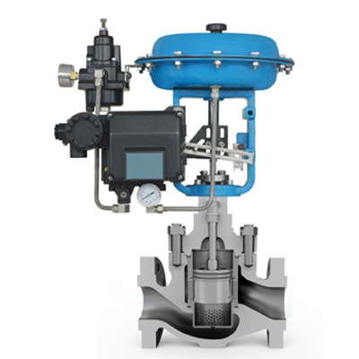 LN3610 single-seated control valve, Cage Guiding, With silencer